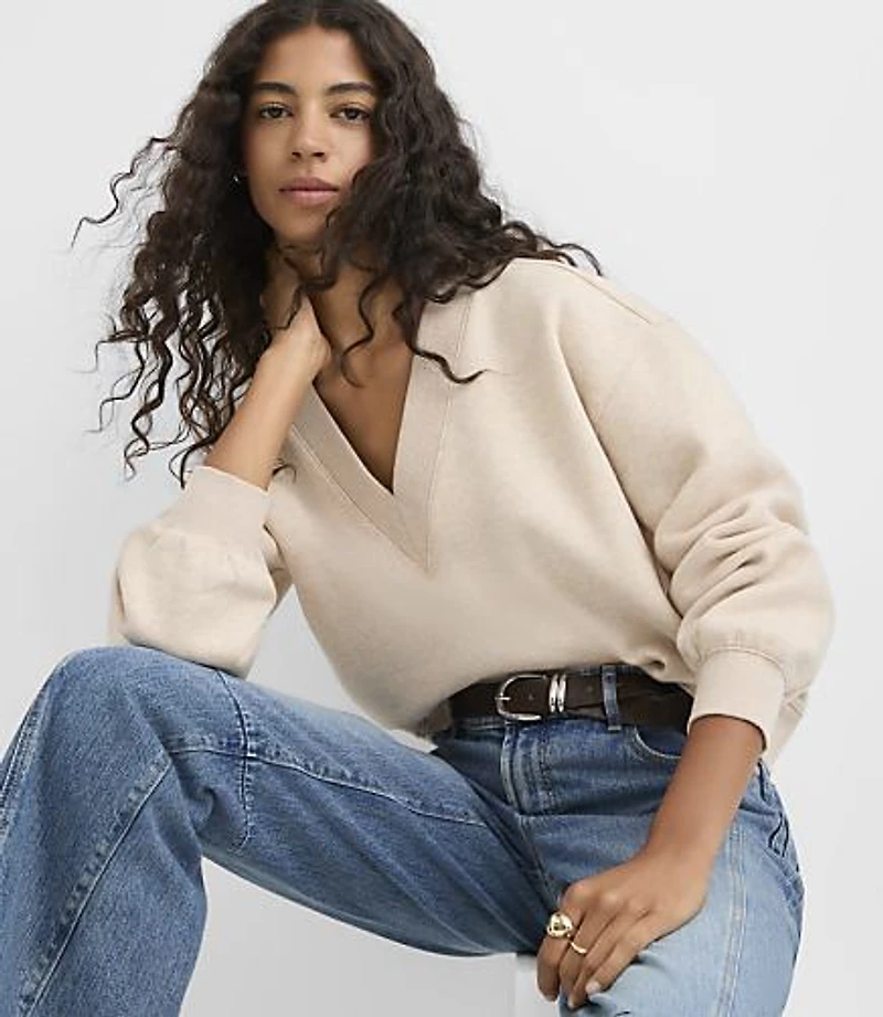 Heathered V-Neck Sweatshirt