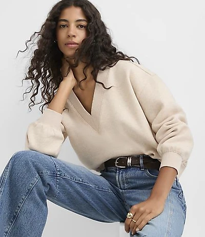 Heathered V-Neck Sweatshirt
