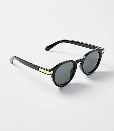 Metallic Trim Round Sunglasses