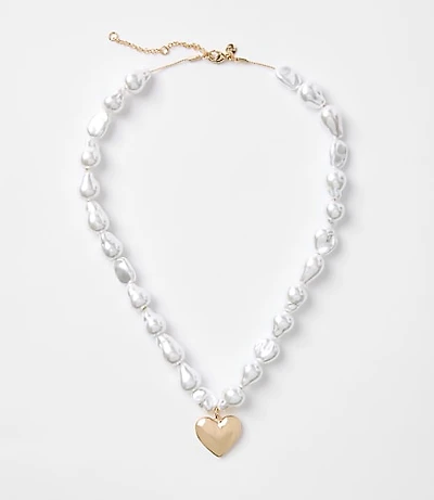 Pearlized Heart Statement Necklace