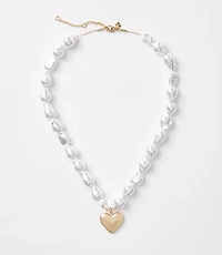 Pearlized Heart Statement Necklace