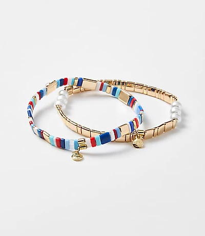 Pearlized Chicklet Bracelet Set