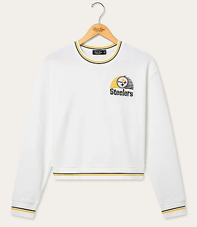 Junk Food Pittsburgh Steelers Striped Ribbed Cropped Fleece