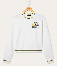 Junk Food Pittsburgh Steelers Striped Ribbed Cropped Fleece