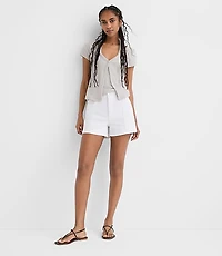 Rivete Double Shank High Rise Denim Shorts White