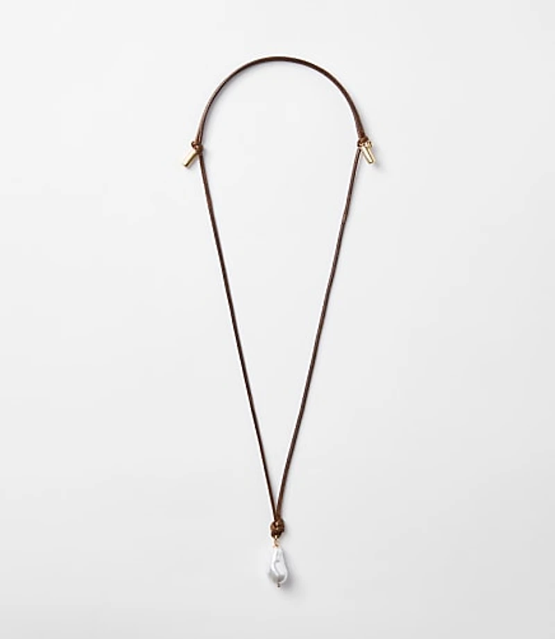 Pearlized Cord Pull Tie Necklace