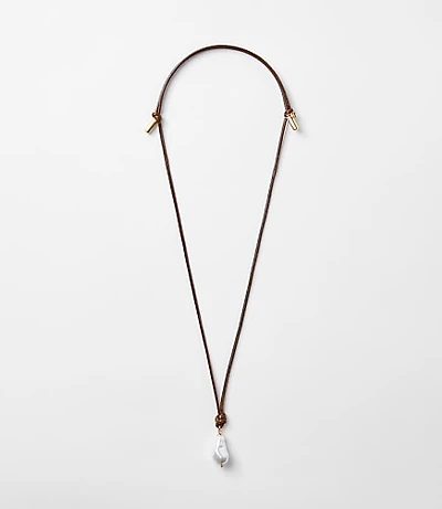 Pearlized Cord Pull Tie Necklace