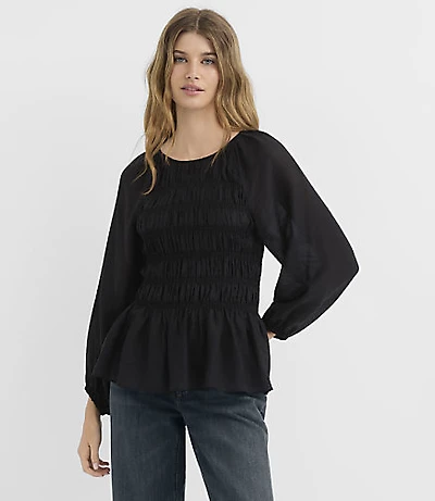 Smocked Peplum Top