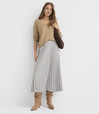 Plaid Pleated Midi Skirt