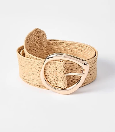 Molded Buckle Raffia Stretch Belt