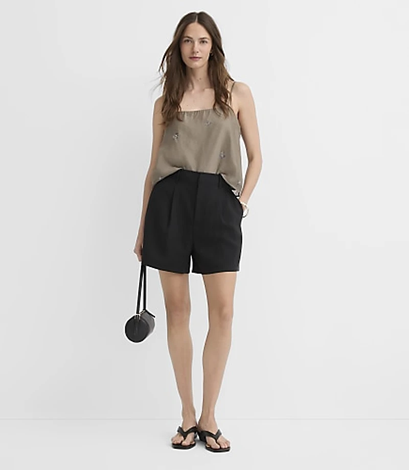 Petite Pleated A-Line Shorts Twill
