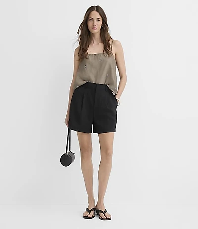 Petite Pleated A-Line Shorts Twill