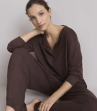 Lou & Grey Brushed Pointelle Henley Pajama Top