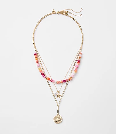 Starfish Coin Beaded Layered Necklace Set