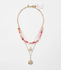 Starfish Coin Beaded Layered Necklace Set