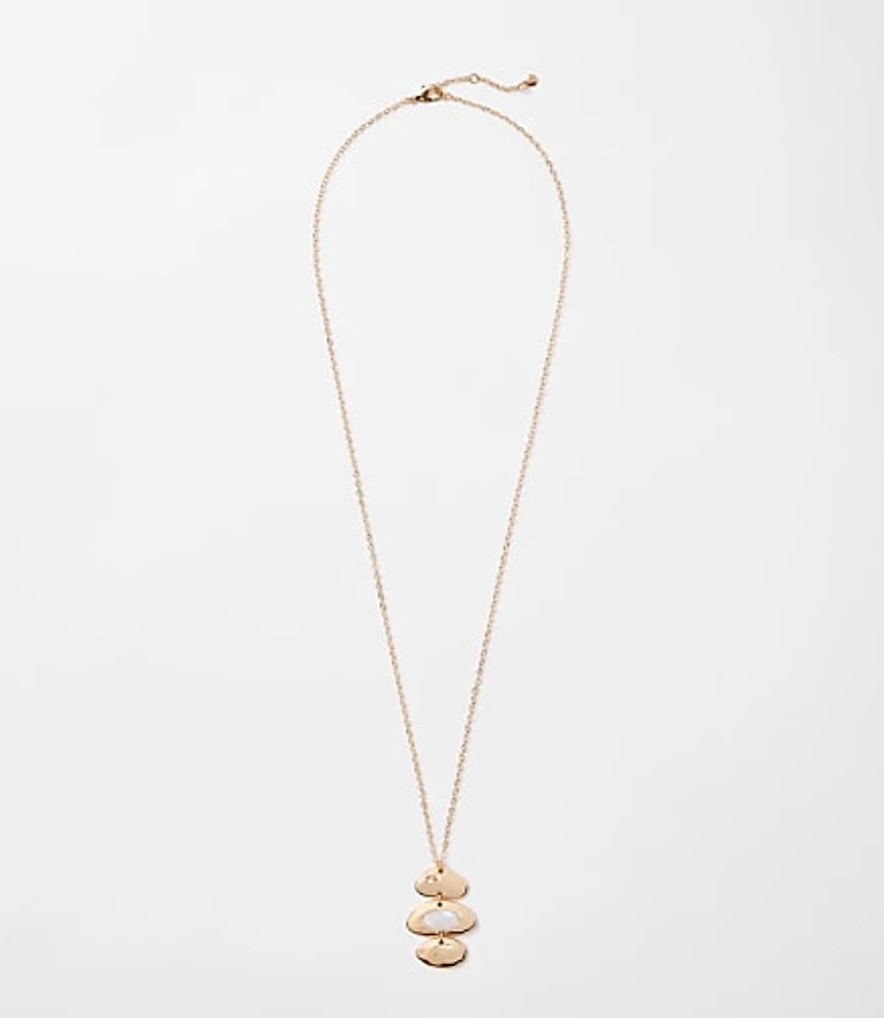 Pearlized Linear Molded Metal Necklace