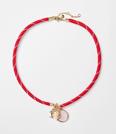 Fish & Seashell Rope Charm Necklace