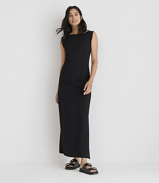 Lou & Grey Ruched Boatneck Maxi Dress