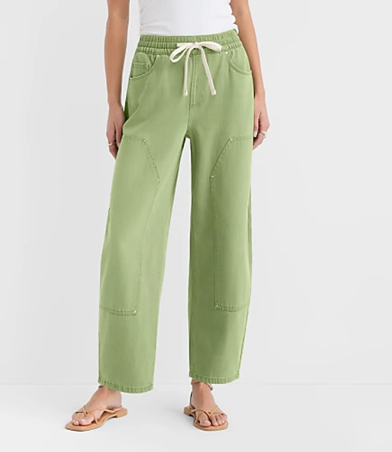 Rivete Curvy Utility High Rise Pull On Jeans in Shale Green