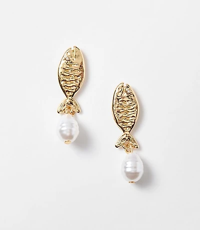 Pearlized Fish Stud Earrings
