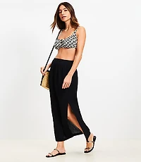 LOFT Beach Leafed Ruched Tie Keyhole Bikini Top