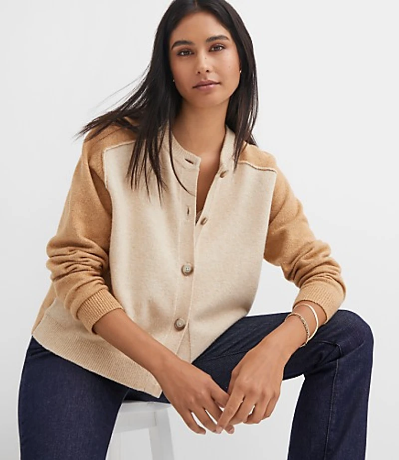 Colorblock Saddle Sleeve Cardigan