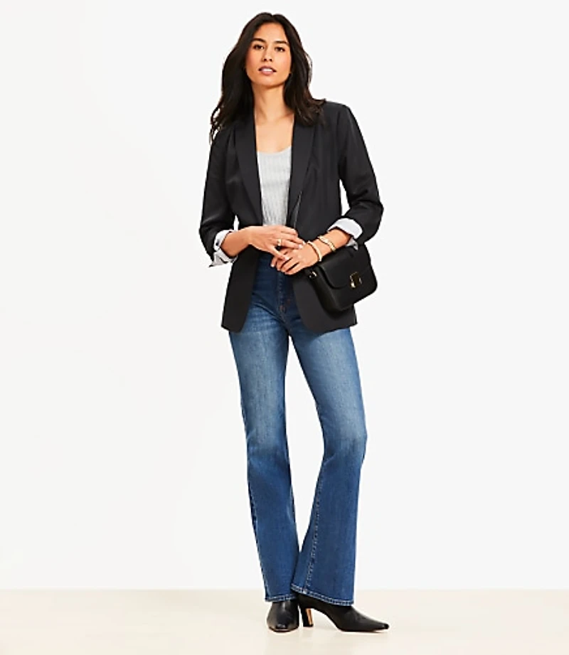 Petite High Rise Slim Flare Jeans Vintage Dark Indigo Wash