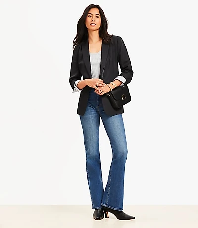 Petite High Rise Slim Flare Jeans Vintage Dark Indigo Wash