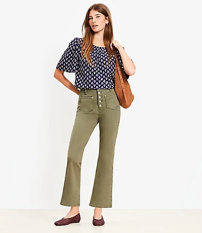 Patch Pocket High Rise Kick Crop Jeans Evening Olive