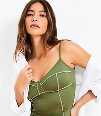 LOFT Beach Zig Zag Stitch Tankini Top