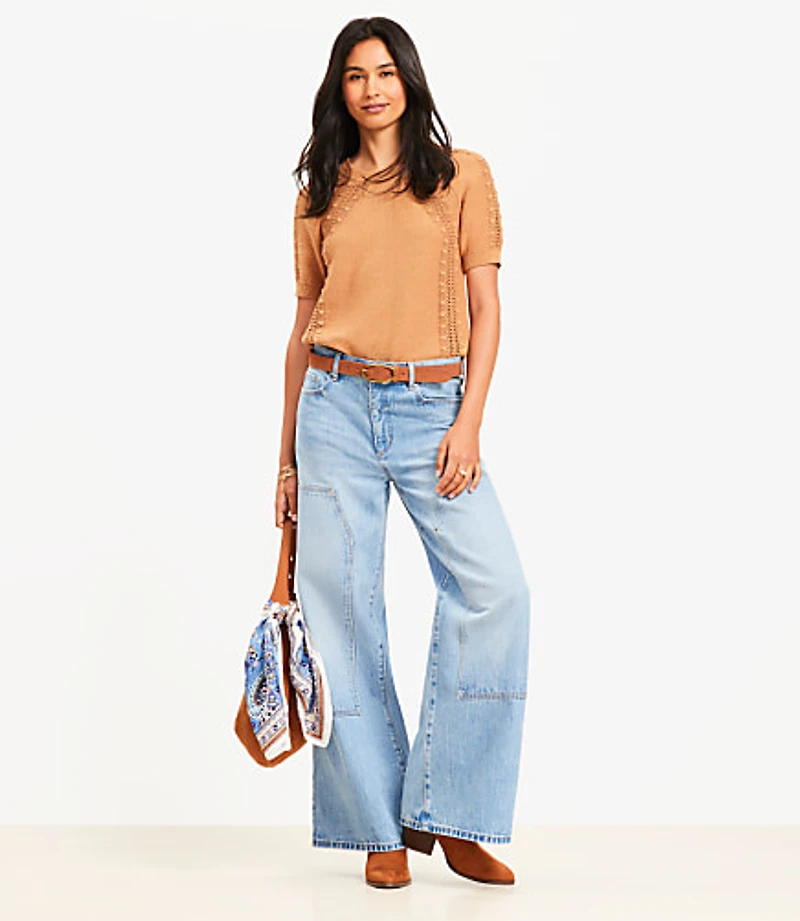 High Rise Wide Leg Carpenter Jeans Classic Indigo Wash