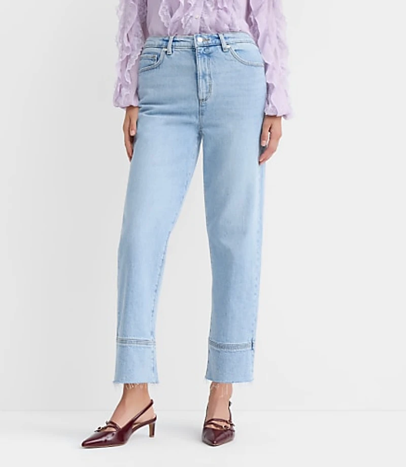 Petite Curvy Fresh Cut High Rise Straight Jeans Light Wash Indigo