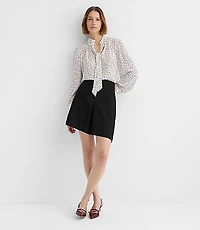 Front Pleated Mini Skirt