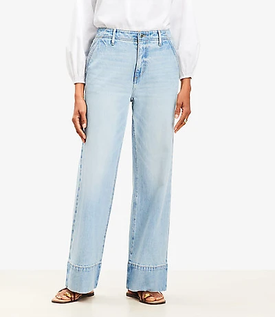 Curvy High Rise Wide Leg Jeans Vintage Light Indigo Wash