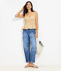 Petite Smocked V-Neck Peplum Cami
