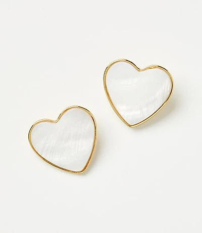 Mother Of Pearl Heart Statement Earrings