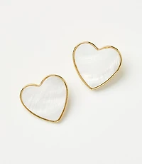 Mother Of Pearl Heart Statement Earrings