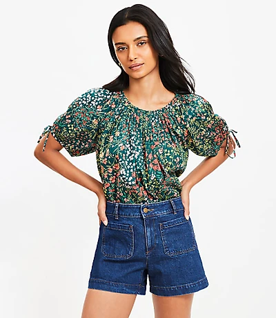 Petite Garden Tie Cuff Top