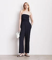 Petite LOFT Versa Crepe Drape Strapless Jumpsuit