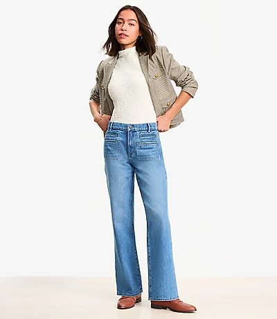 Petite Mid Rise Relaxed Straight Jeans in Mid Vintage Wash