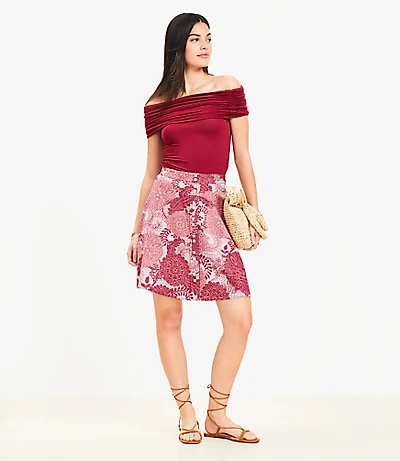 Petite Chambray Seamed Midi Skirt