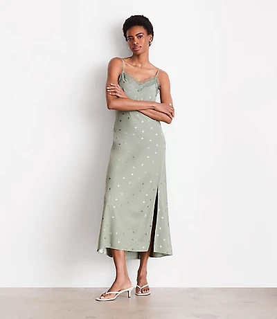 Petite LOFT Versa Gingko Strappy Midi Slip Dress