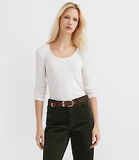 Ribbed Scoop Neck Long Sleeve Tee