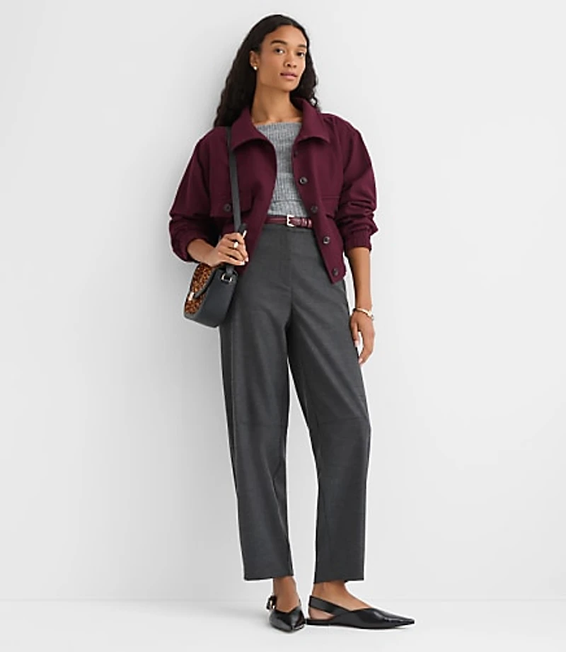 Petite Tailored Barrel Pants Brushed Flannel