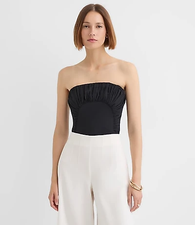 Shirred Curved Bustier Top