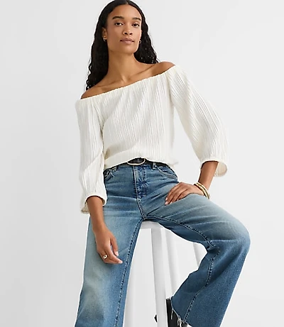 Pleated Off The Shoulder Blouse