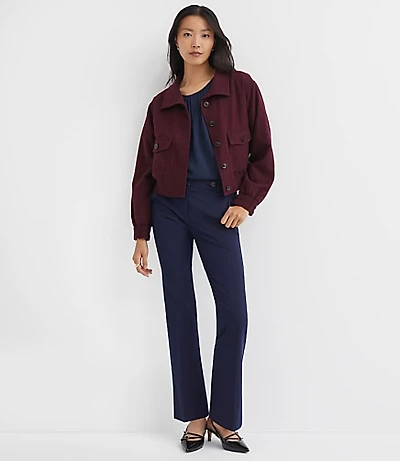 Tab Waist Boot Cut Pants in Bi-Stretch