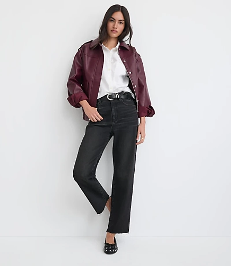 Petite Fresh Cut High Rise Straight Jeans in Washed Black