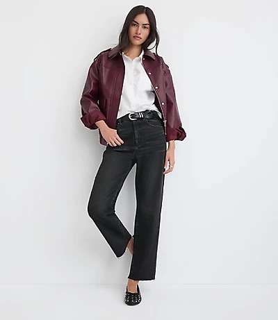 Petite Fresh Cut High Rise Straight Jeans Washed Black