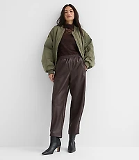 Pull On Barrel Pants Faux Leather